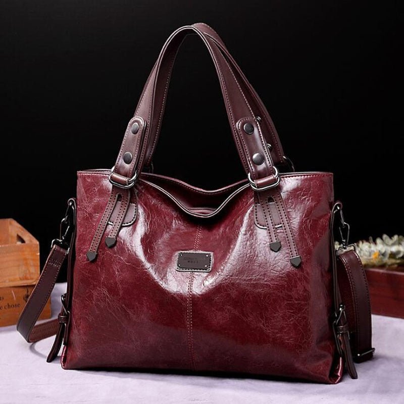 Women's Leather Tote Shape Handbag | Dotflakes