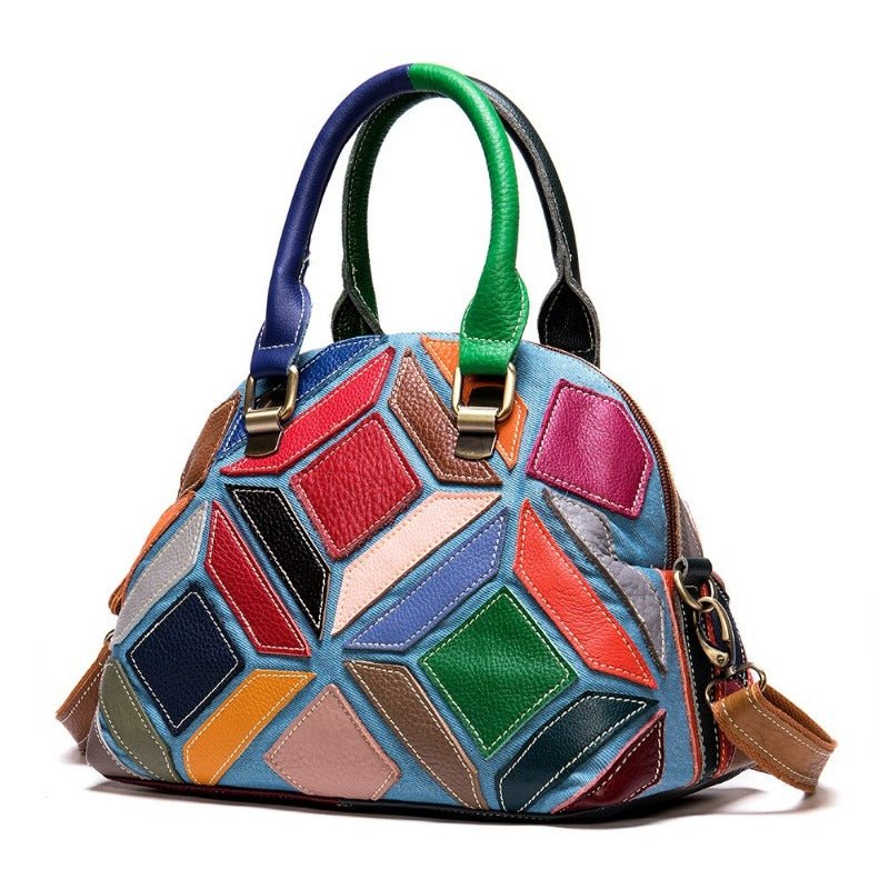 Women's Multicolor Leather Patchwork Handbag | Dotflakes