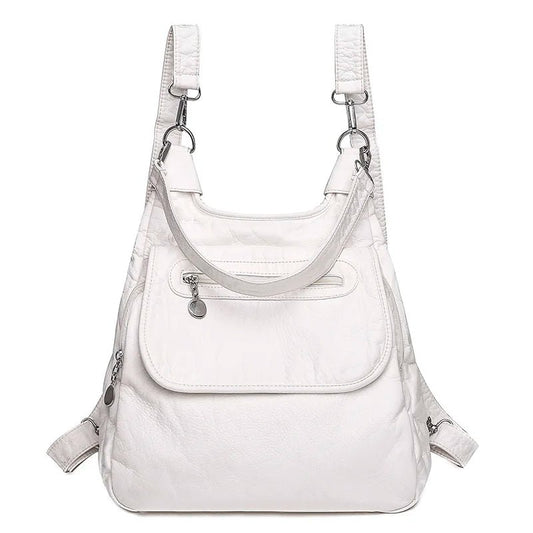 Women's Multifunctional Soft Washed PU Leather Backpack | Dotflakes