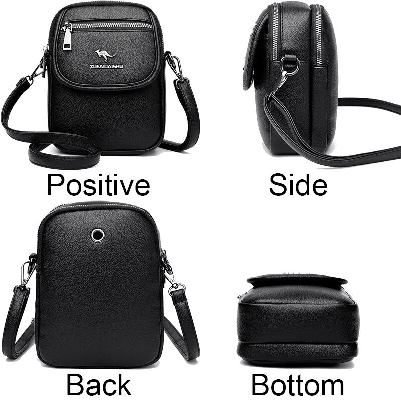 Women's Small Soft Leather Crossbody Messenger Bag | Dotflakes