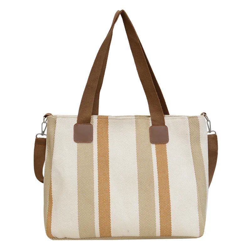 Women's Striped Canvas Tote Bag | Dotflakes