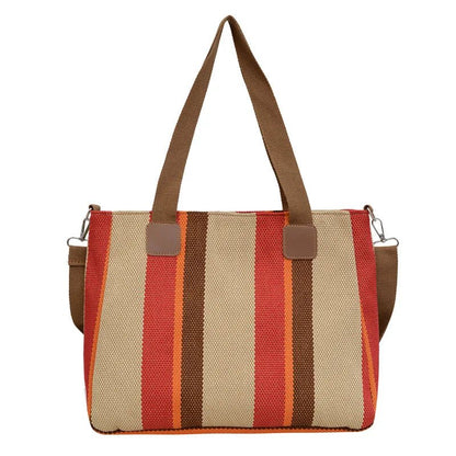 Women's Striped Canvas Tote Bag | Dotflakes