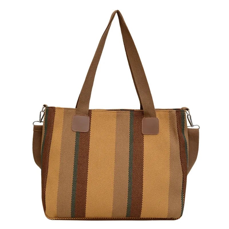 Women's Striped Canvas Tote Bag | Dotflakes