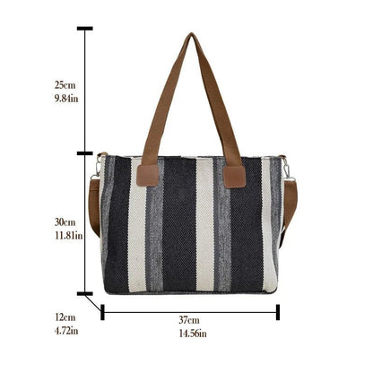 Women's Striped Canvas Tote Bag | Dotflakes