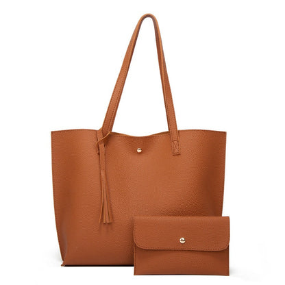 Solid Color Tassel Large Capacity Tote Bags - Dotflakes