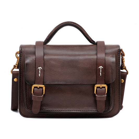 Women Crossbody Shoulder Office Bag | Multifunctional Retro Tanned Leather Handbag