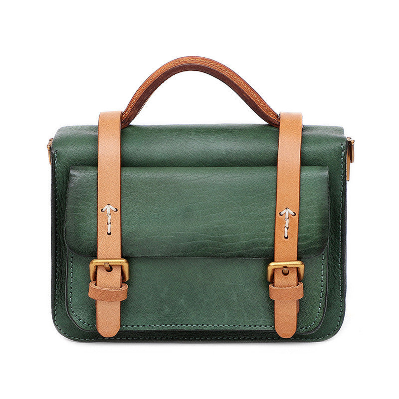 Unisex Retro Tanned Leather Handbag Satchel