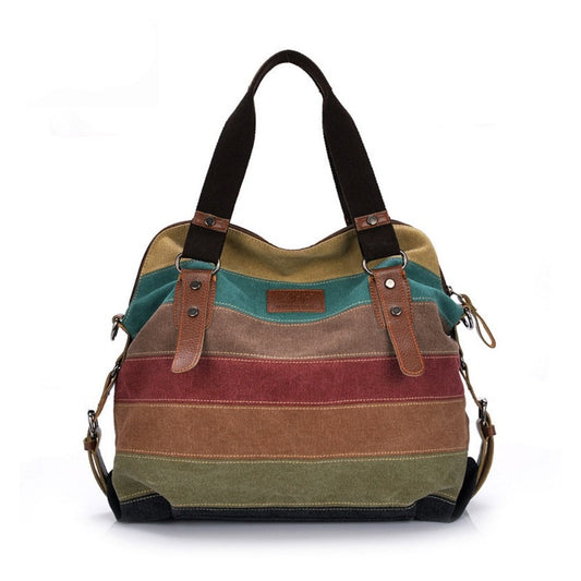 Women's Patchwork Rainbow Tote Handbag | Dotflakes