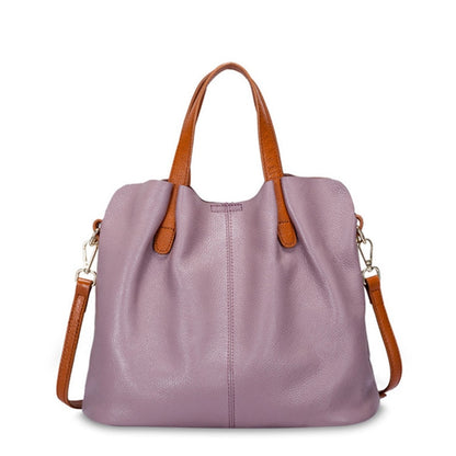 Women's Leather Solid Color Shoulder Tote | Dotflakes
