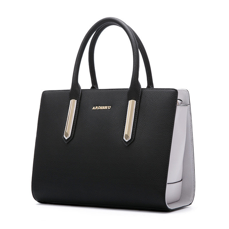 Women's Color Contrast Elegant Leather Handbag Dotflakes